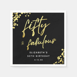Black Gold Sparkle Vijftig en fantastische verjaar Servet