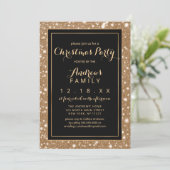 Black Gold Sparkly Glitter Bling Kerstparty Kaart (Staand voorkant)
