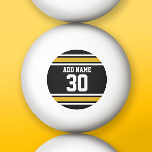 Black Gold Sports Jersey met Jouw naam en nummer Pingpongballen