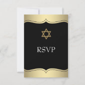 Black Gold Star de David Bar Mitzvah RSVP (Devant)