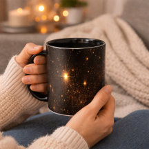 Black Gold Star Mug | Elegant Sparkle Coffee Cup