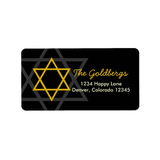 Black Gold Star of David Retouradres Etiket (Voorkant)