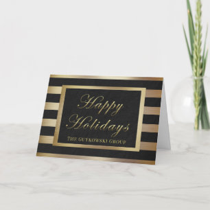 Black Gold Stripe Logo Zakelijk Feestdagen Kaart