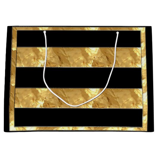 Black Gold Stripes Large Cadeauzakje (Voorkant)