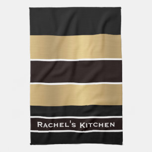 Black Gold Stripes Striped Kitchen Towelwel Theedoek