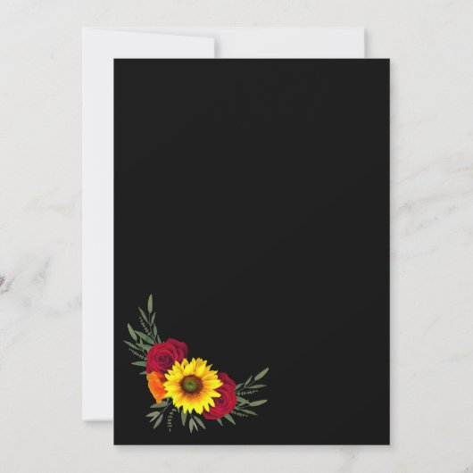 Black Gold Sunflower Burgundy Roos Weduwnaar Save  Save The Date (Achterkant)
