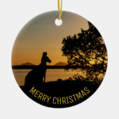 Black & Gold Sunset Kangaroo Tree Australië Keramisch Ornament (Voorkant)