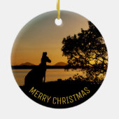 Black & Gold Sunset Kangaroo Tree Australië Keramisch Ornament (Achterkant)