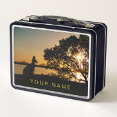 Black & Gold Sunset Kangaroo Tree Silhouette (Achterkant)