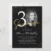 Black Gold Surprise 30e anniversaire Invitation ph (Devant)