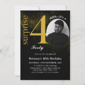 Black Gold Surprise 40e anniversaire Invitation ph (Devant)