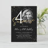 Black Gold Surprise 40e anniversaire Invitation ph (Debout devant)