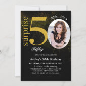 Black Gold Surprise 50e anniversaire Invitation ph (Devant)