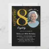Black Gold Surprise 80e anniversaire Invitation ph (Devant)