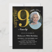 Black Gold Surprise 90e anniversaire Invitation ph (Devant)