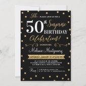 Black Gold Surprise Anniversaire Fête Invitation (Devant)