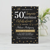 Black Gold Surprise Anniversaire Fête Invitation (Debout devant)