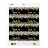 Black Gold Sweet 16 Étiquettes bouteille d'eau (Feuille entière)