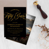 Black Gold Swirly Script 50th Wedding Jubileum Kaart