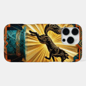 Black Gold Teal iPhone 16 Pro Max Case Hoesje (Achterkant horizontaal)