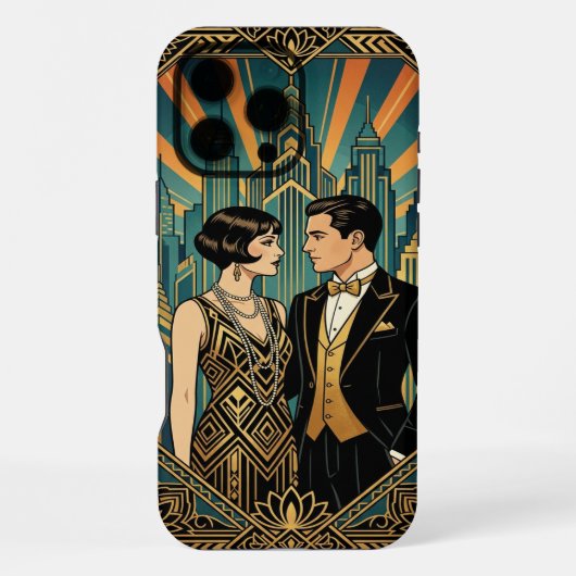 Black Gold Teal iPhone 16 Pro Max Case Hoesje (Achterkant)