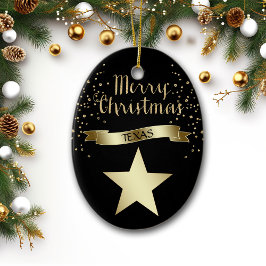 Black Gold Texas Star Keramisch Ornament