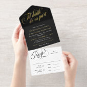 Black Gold Til Death Do Us Part Wedding All In One Uitnodiging (Uittrekbaar)