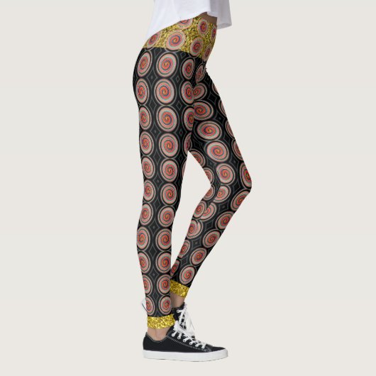 Black Gold Trendy Colorful Abstracte Leggings (Rechts)