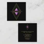 *~* Black Gold Triangles Sacred Geometry Alchemy Vierkante Visitekaartje (Voorkant / Achterkant)