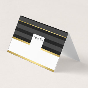Black Gold Tuxedo Stripe Guest Table Number Card Kaart
