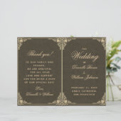 Black Gold Vintage Élégant Programme de mariage pl (Debout devant)