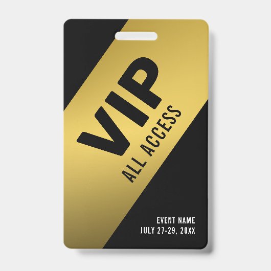 Black Gold VIP All Access Pass Event ID-logo Badge (Voorzijde)
