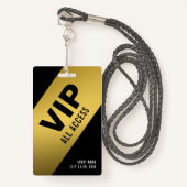 Black Gold VIP All Access Pass Event ID-logo Badge (Voorkant met draagriem)