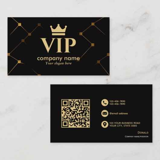 Black & Gold VIP-volledig en professioneel Visitekaartje (Voorkant / Achterkant)