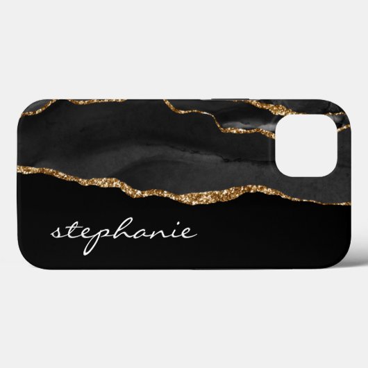 Black Gold Waterverf Agate - Aangepast Case-Mate iPhone Case (Achterkant (horizontaal))