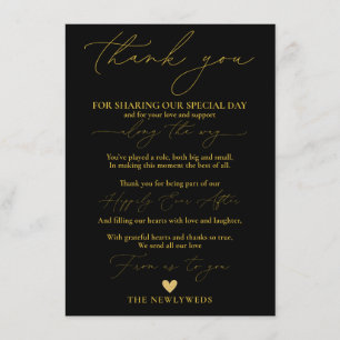 Black Gold Wedding Bedankt Plaats Instelling Menu