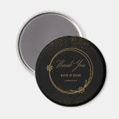 Black & Gold Wedding Favors Magnet Magneet (Voorkant / Achterkant)