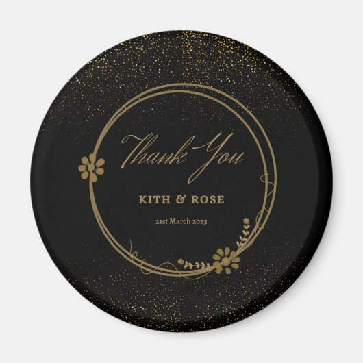 Black & Gold Wedding Favors Magnet Magneet (Voorkant)
