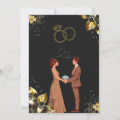 Black & Gold Wedding Invitation Card Kaart (Achterkant)
