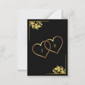 Black Gold Wedding Invitation Example with Hearts (Dos)