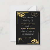 Black Gold Wedding Invitation Example with Hearts (Devant)