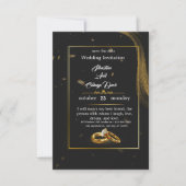 	Black Gold Wedding Invitation Kaart (Voorkant)