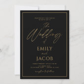 Black Gold Wedding Modern Typografie Kaart (Voorkant)
