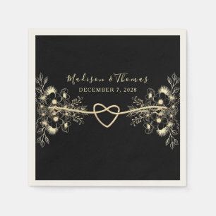 Black Gold Wedding Napkins Servet