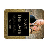 Black Gold Wedding Save the Date Invitation Magneet (Horizontaal)
