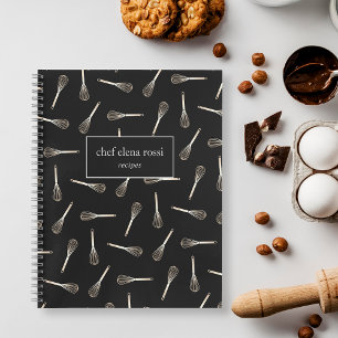 Black & Gold Whisk Pattern Kaas cateringreceptie Notitieboek