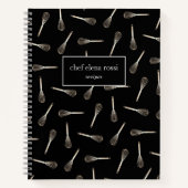 Black & Gold Whisk Pattern | Kaas cateringreceptie Notitieboek (Voorkant)