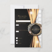 Black Gold & White Elegant Luxury Wedding RSVP Kaart (Voorkant)
