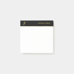 Black Gold White Elegant Monogram Moderne Sjabloon Post-it® Notes