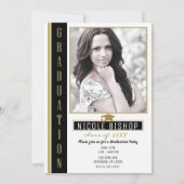 Black Gold White Graduparty foto Kaart (Voorkant)